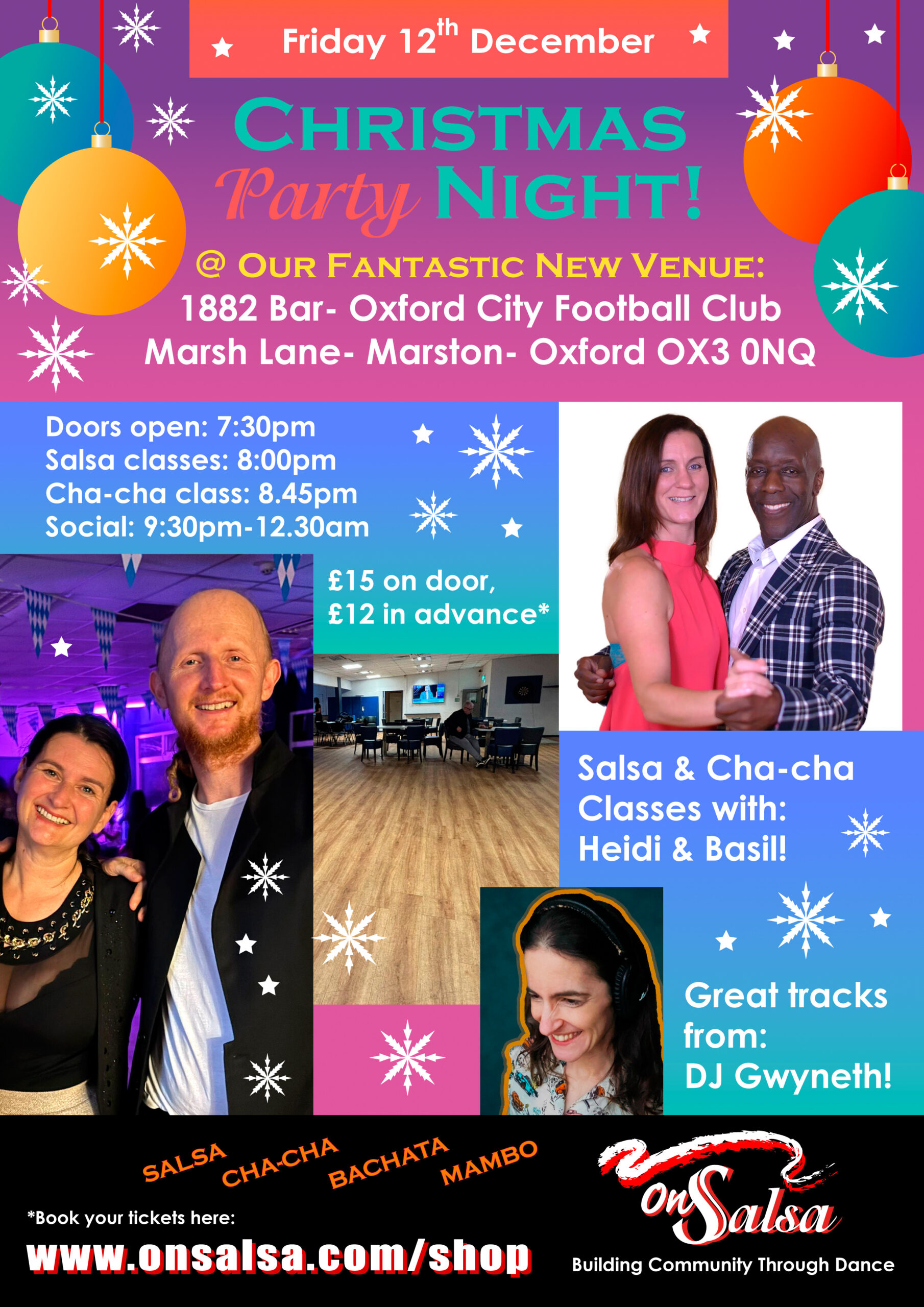 Christmas Salsa party - Friday 12th December Basil, Giles & Rosa